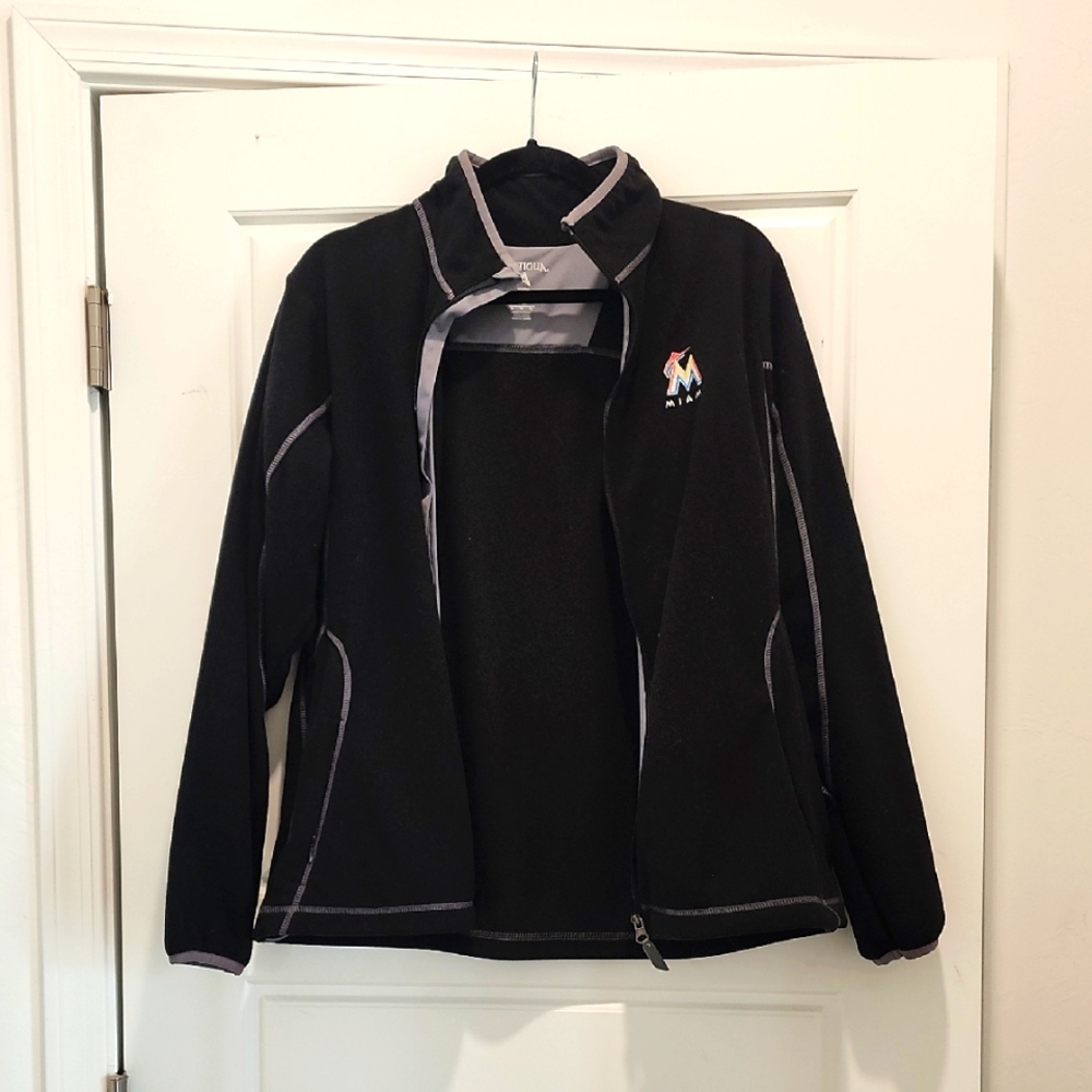 Antigua  Black Fleece Jacket Miami Marlins